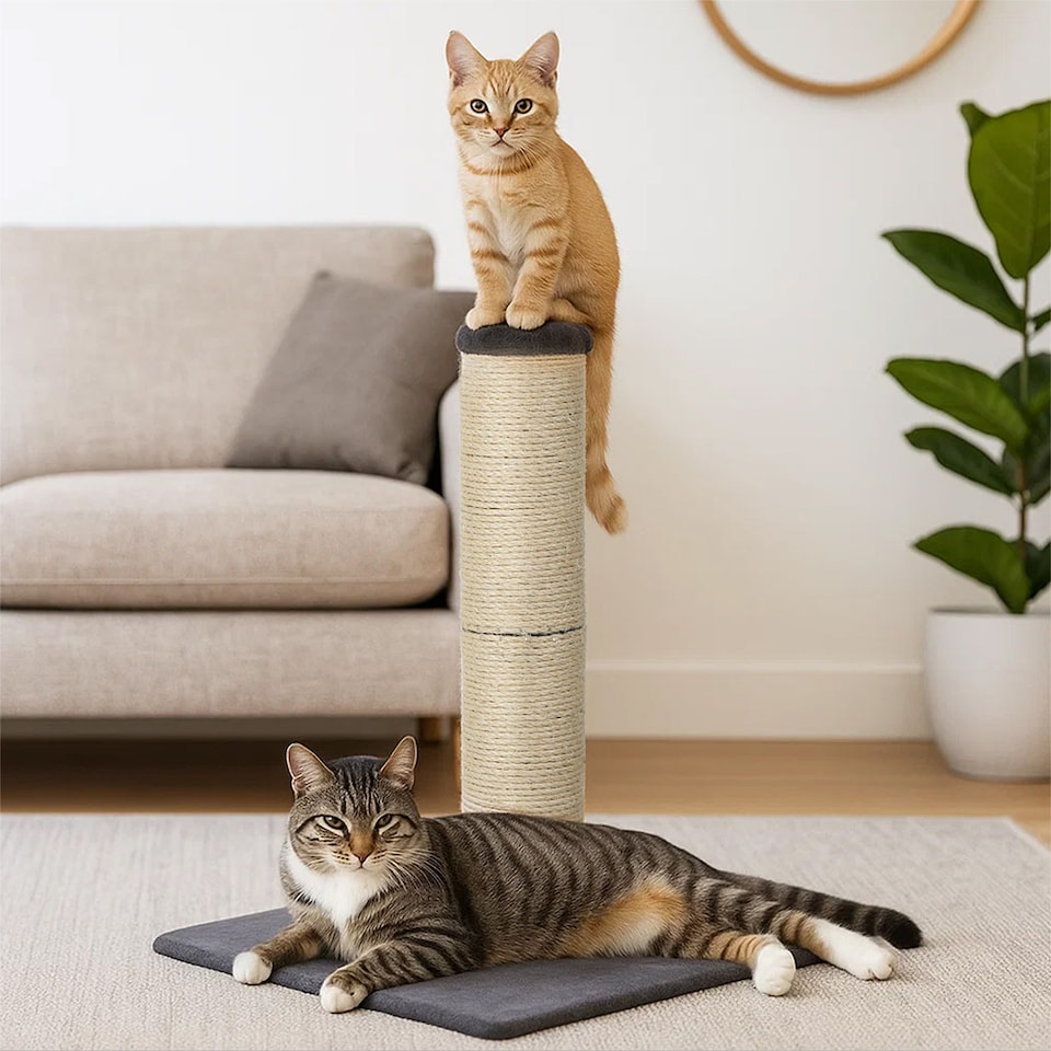 image 1 of Skylos Tall Cat Scratching Post Natural Sisal Pole Heavy Duty Base Toy