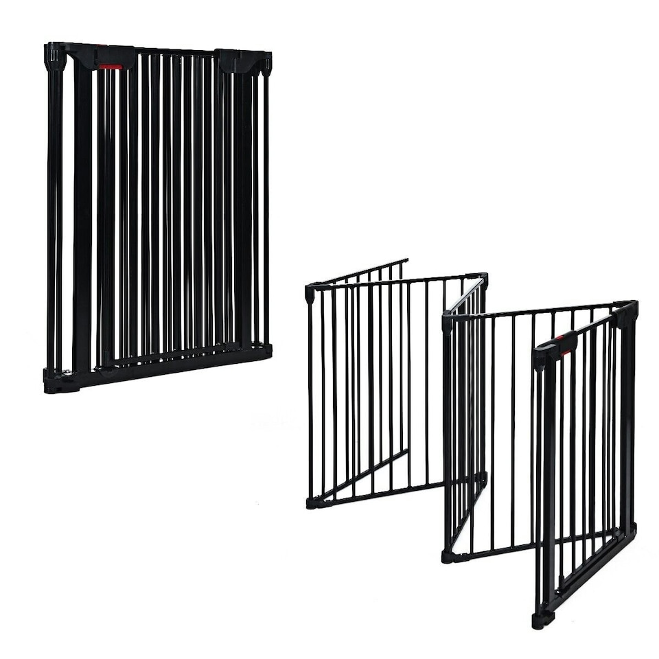 image 1 of COSTWAY 5 Panel Fireplace Fence Room Divider Black