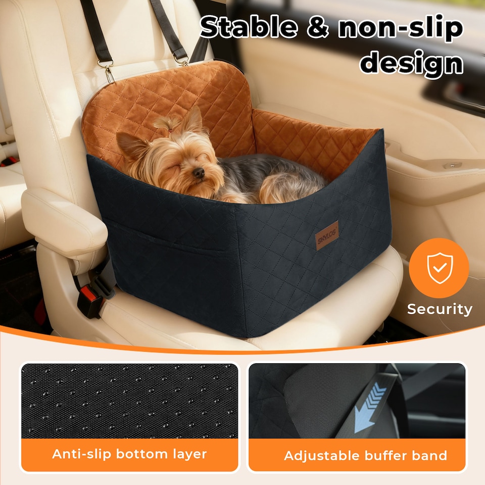 image 1 of Skylos Pet Booster Dog Car Seat Travel Carrier Bed Bag Basket Puppy | Brown | Brown