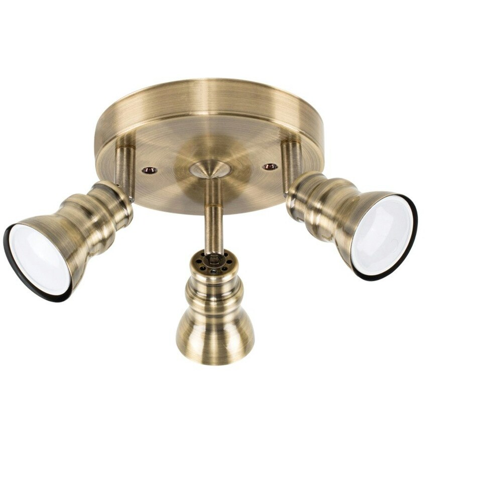 image 1 of ValueLights Trad Spotlight Brushed Gold Spotlight and GU10 Spotlight LED 5W Cool White 6500K Bulb Gold