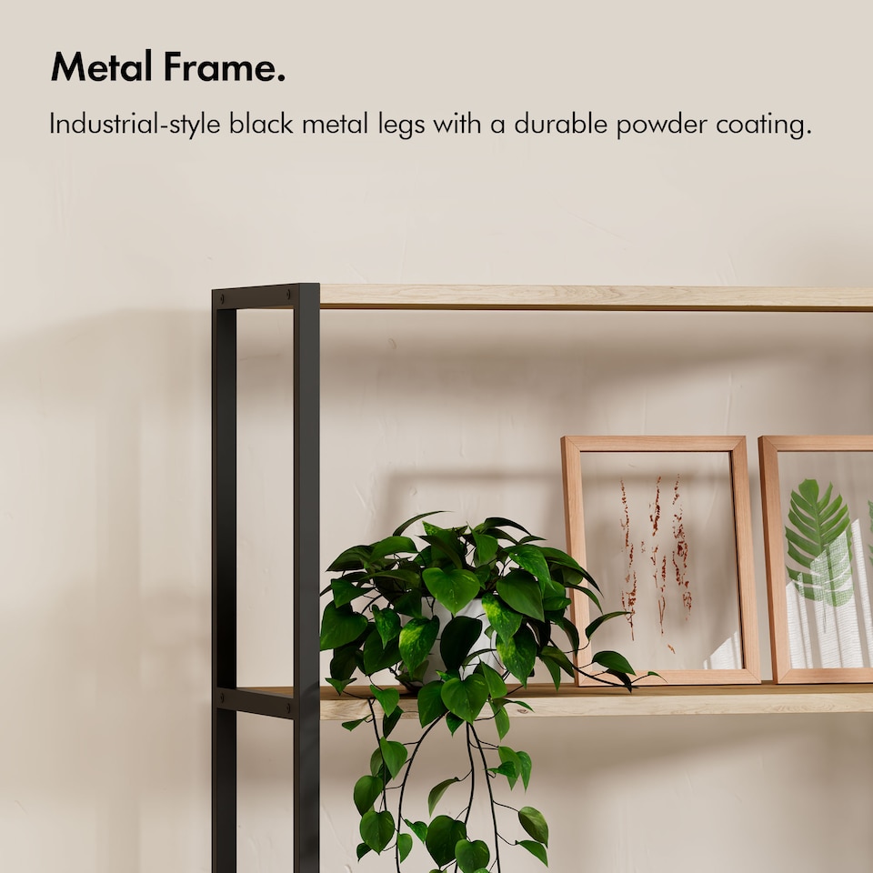 image 1 of Vonhaus Lena Rattan Effect Bookcase with 3 Open Shelves for Living Room | Brown