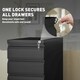 image 8 of Vinsetto Steel File Cabinet with Lock and Wheels for Home Office, Black Black | Black