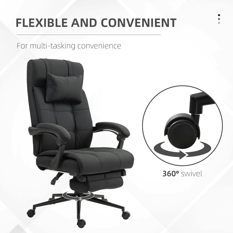 image 1 of Vinsetto Office Chair with Adjustable Height, Wheels, Footrest, Black