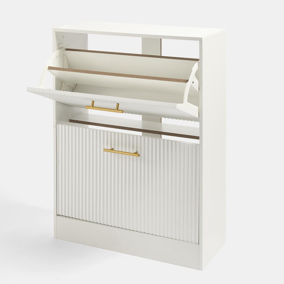 image 1 of OHS Ribbed 2-Drawer Shoe Cabinet Flip Down Hallway Storage Unit