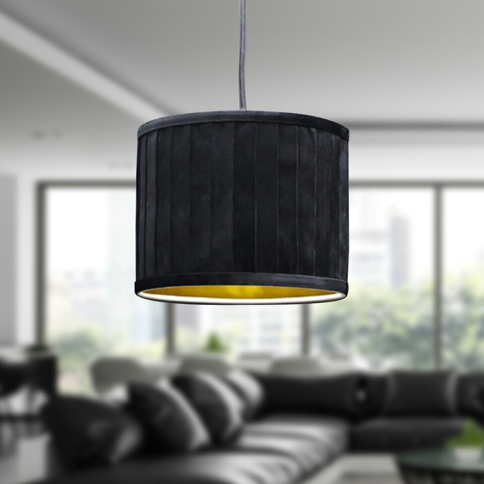 image 1 of Sundance - Black Velvet Pleated 25cm Lamp Shade with Gold Inner Black | Gold