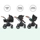 image 4 of Stomp Luxe 12pc Travel System with Cirrus i-Size Car Seat & ISOFIX Base, Carrycot, Reversible Seat, Rain Cover & More (Black/Midnight/Tan)