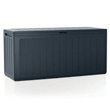 280L Outdoor Storage Box Garden Patio Plastic Lid Container | Black | 1