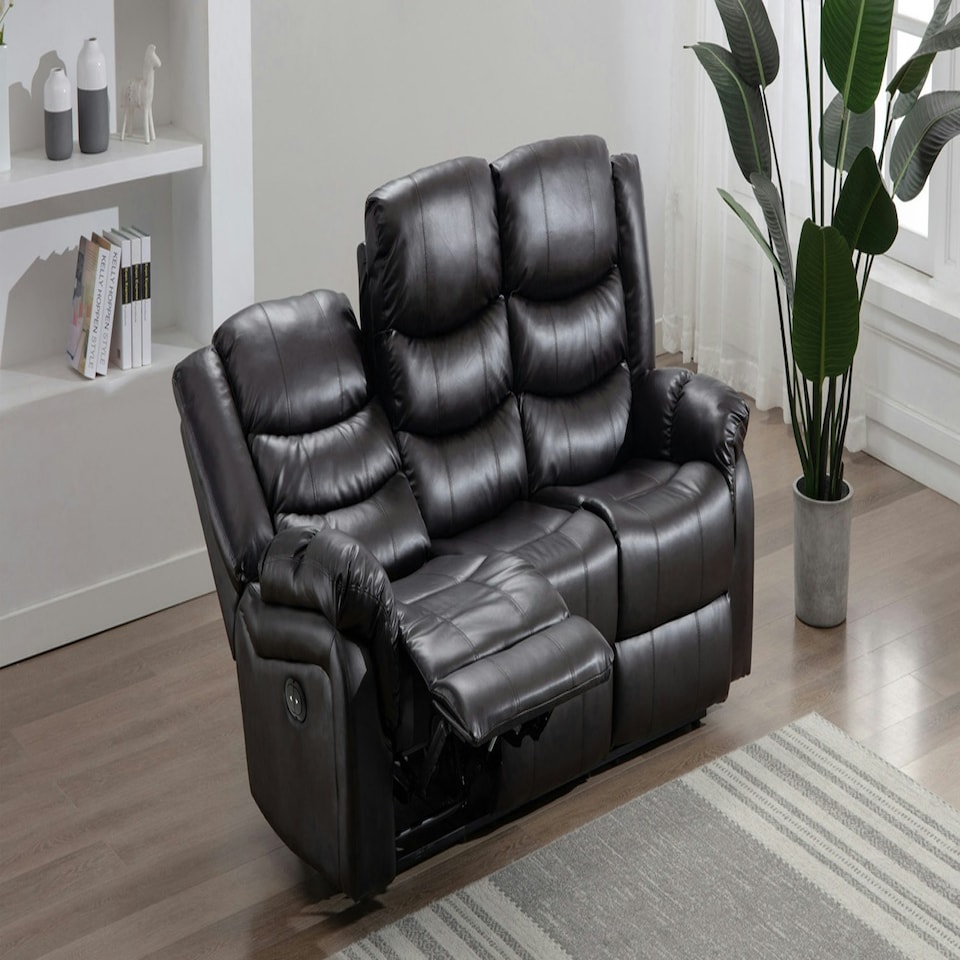 image 1 of Seattle 3 Seater Electric High Back Bonded Leather Recliner Sofa (Brown)
