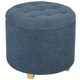 image 1 of HOMCOM 45cm Round Ottoman with Storage, Lid, Cashmere Footstool, Blue