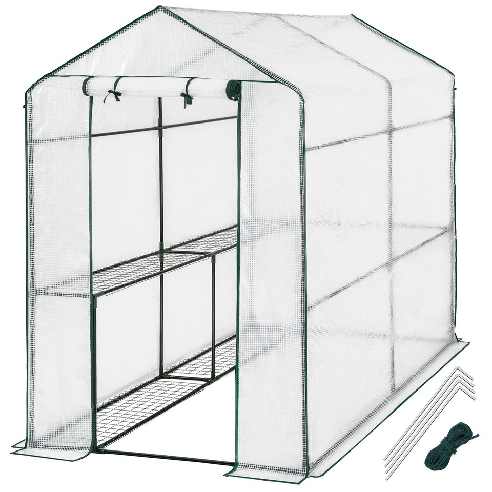 image 1 of Greenhouse - 4 shelf levels, tarpaulin cover, 186 x 120 x 190 cm