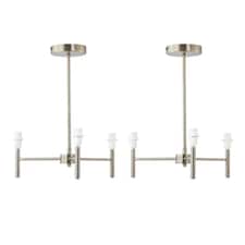 Set of 2 Brea - Antique Brass 3 Arm Semi Flush Fittings Only Bronze