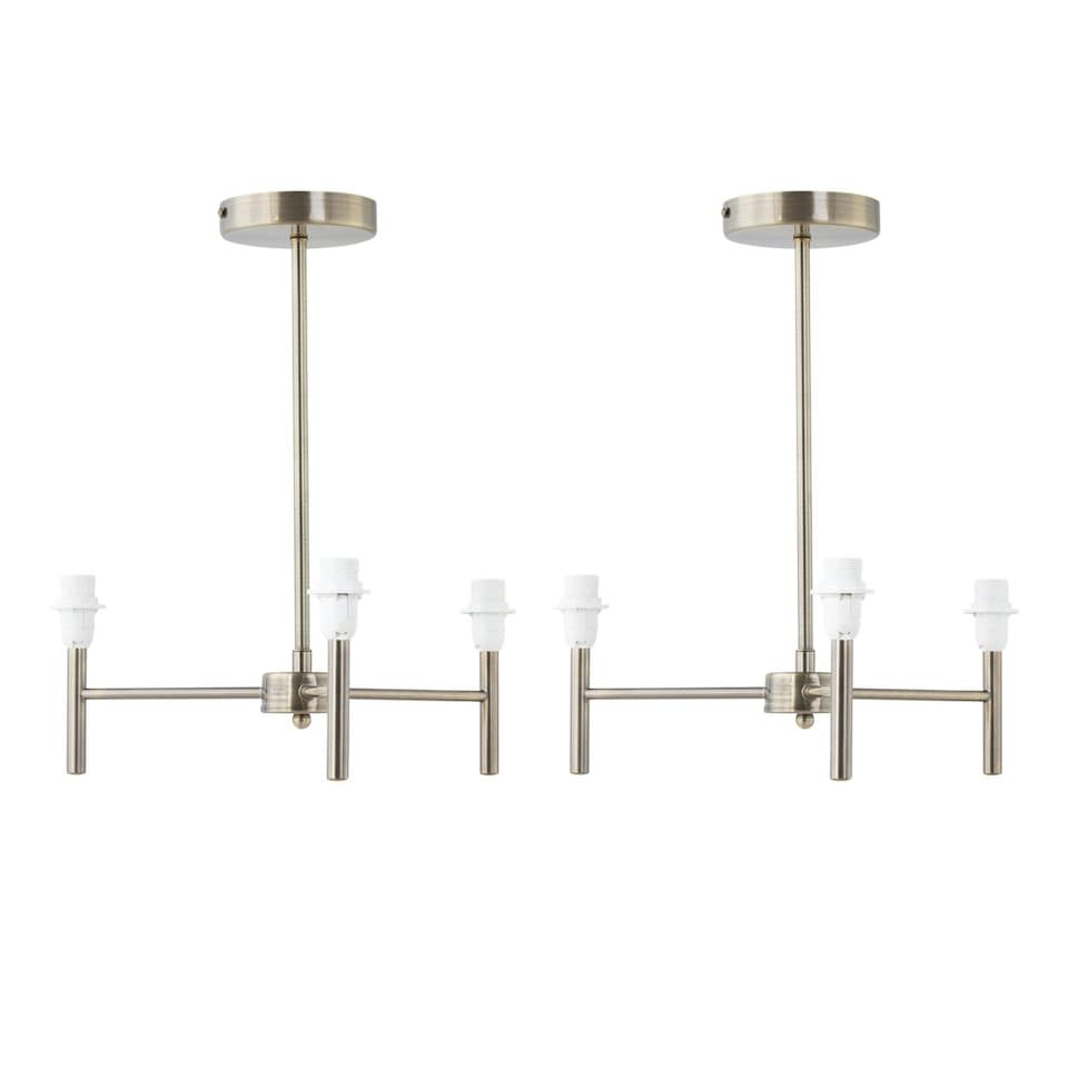 image 1 of Set of 2 Brea - Antique Brass 3 Arm Semi Flush Fittings Only Bronze