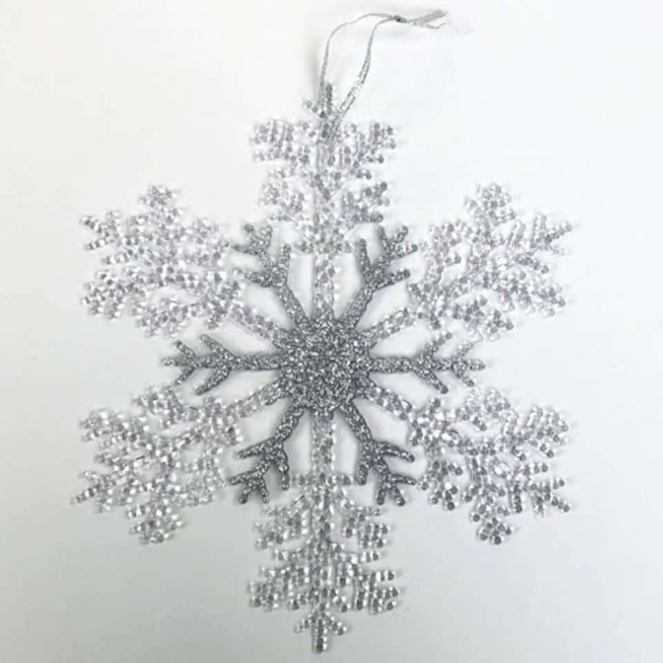 image 1 of Glitter Assorted & Clear Acrylic Christmas Snowflake Hanging Decoration 26cm