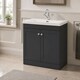 image 4 of Balterley Swynnerton Traditional 2 Door Floor Standing Vanity Unit with Fireclay Basin, Dark Grey, 800mm