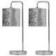 image 1 of First Choice Lighting Set of 2 Chrome Arched Table Lamps with Grey Crushed Velvet Shades Chrome | Grey