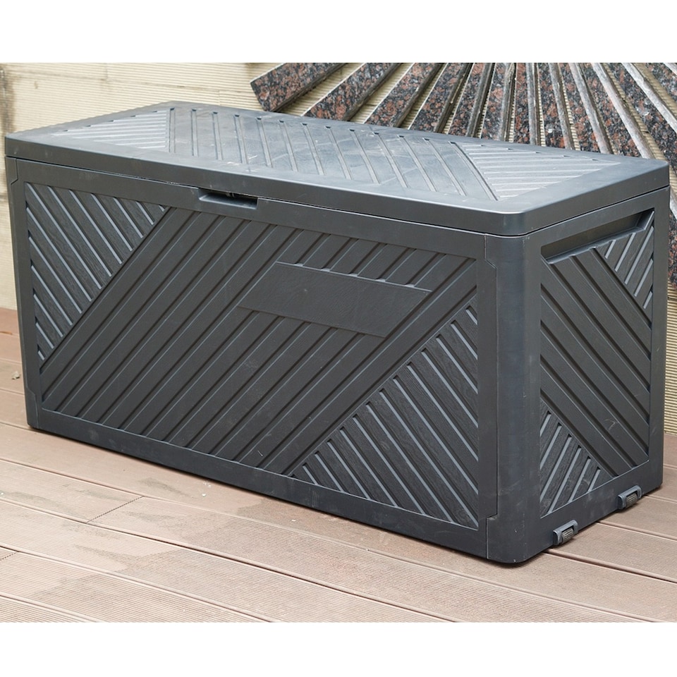image 1 of Gr8 Garden Anthracite 280L Plastic Storage Box Garden Outdoor Shed Utility Cushion Chest