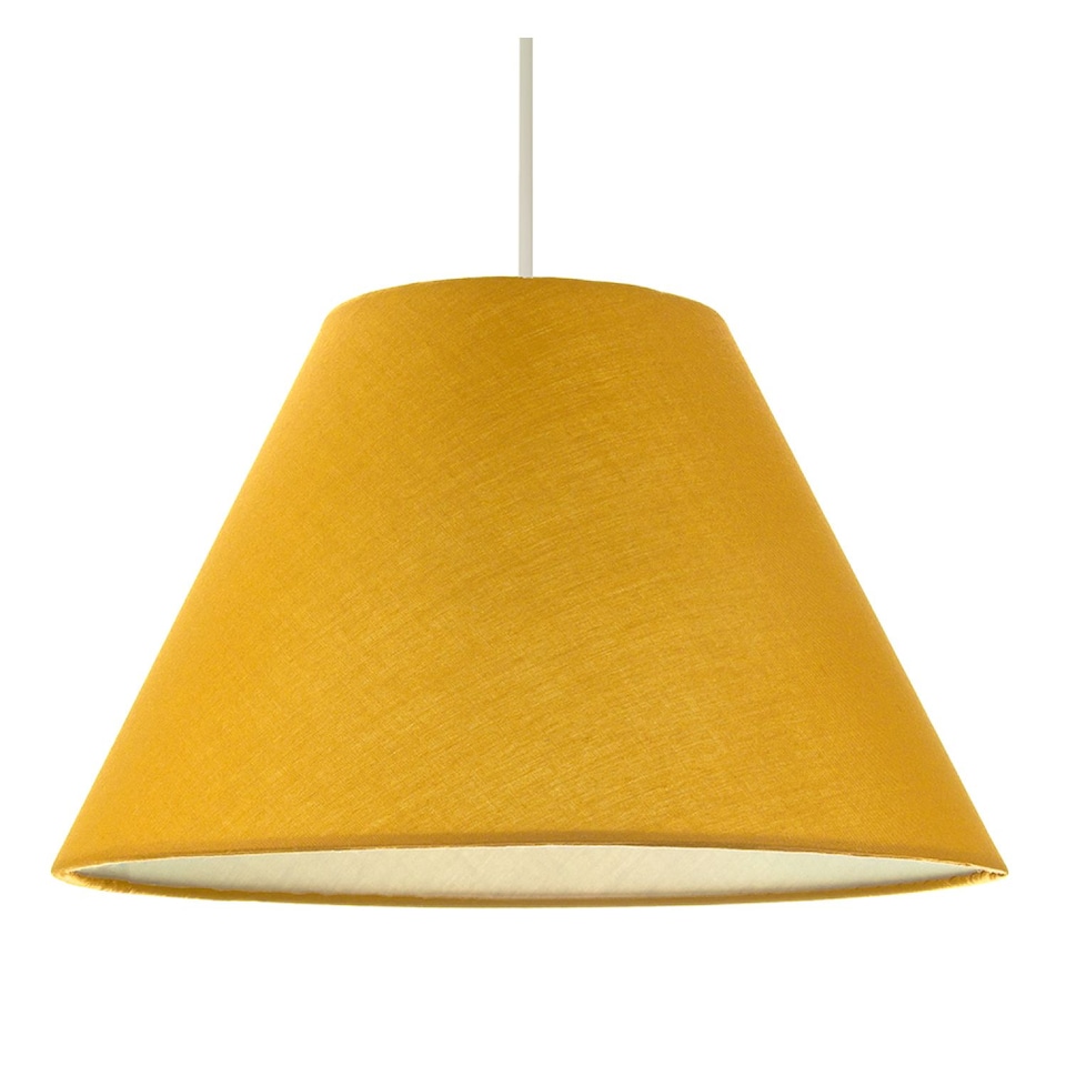 image 1 of Traditional 12" Ochre Cotton Coolie Lampshade Suitable for Table Lamp or Pendant | Yellow | Ochre | 1