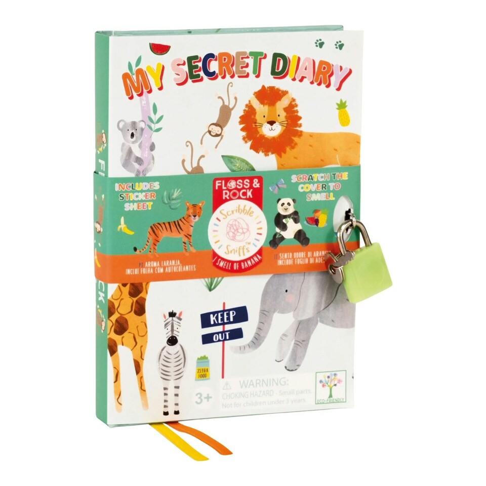 image 1 of Floss & Rock Children's Lockable Secret Diary Notebook - Jungle Animals