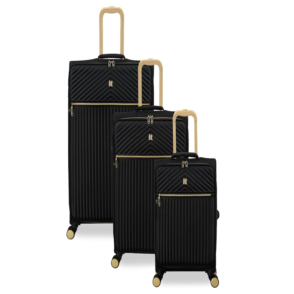 image 1 of IT Luggage Esplanade Black 3pc Suitcase Set Black