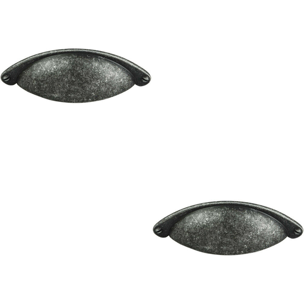 Loops 2x Traditional Cup Pull Handle 104 x 26mm 64mm Fixing Centres Pewter