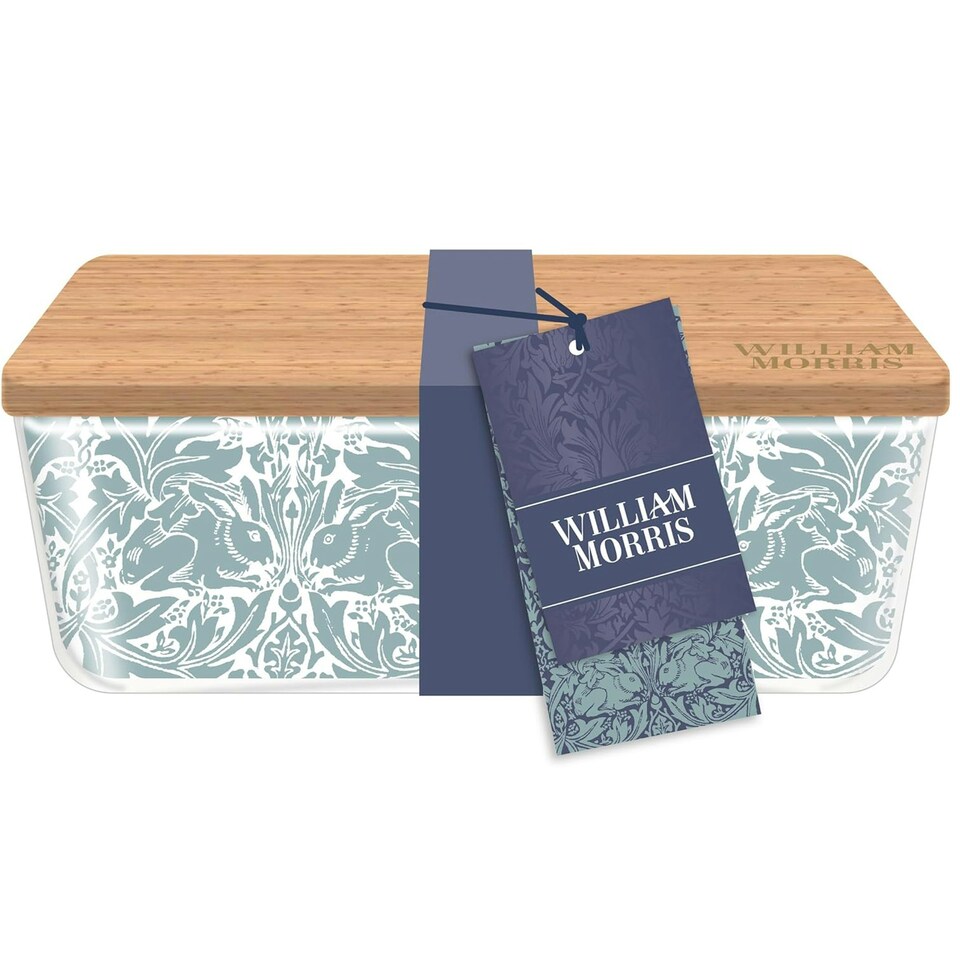 image 1 of Portico Designs William Morris Brother Rabbit Glass Lunchbox With Bamboo Lid