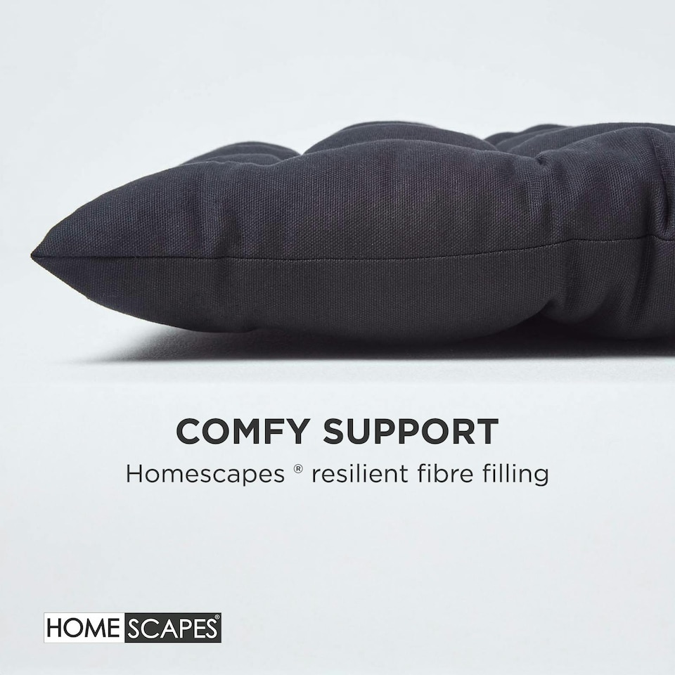 image 1 of Homescapes Garden Bench Cushion Luxury 3 Seater Cotton Indoor Outdoor Seat Pad | Black | 143 x 48 cm | 1