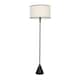 image 4 of ValueLights Mitch Natural Linen Black Trim Lamp Shade Black Wood Stem Triangle Floor Lamp Black
