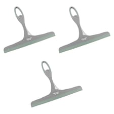JVL Hand Held Window Squeegee Set of 3, Streak-Free Glass Cleaner for Windows, Mirrors & Shower Screens – Grey