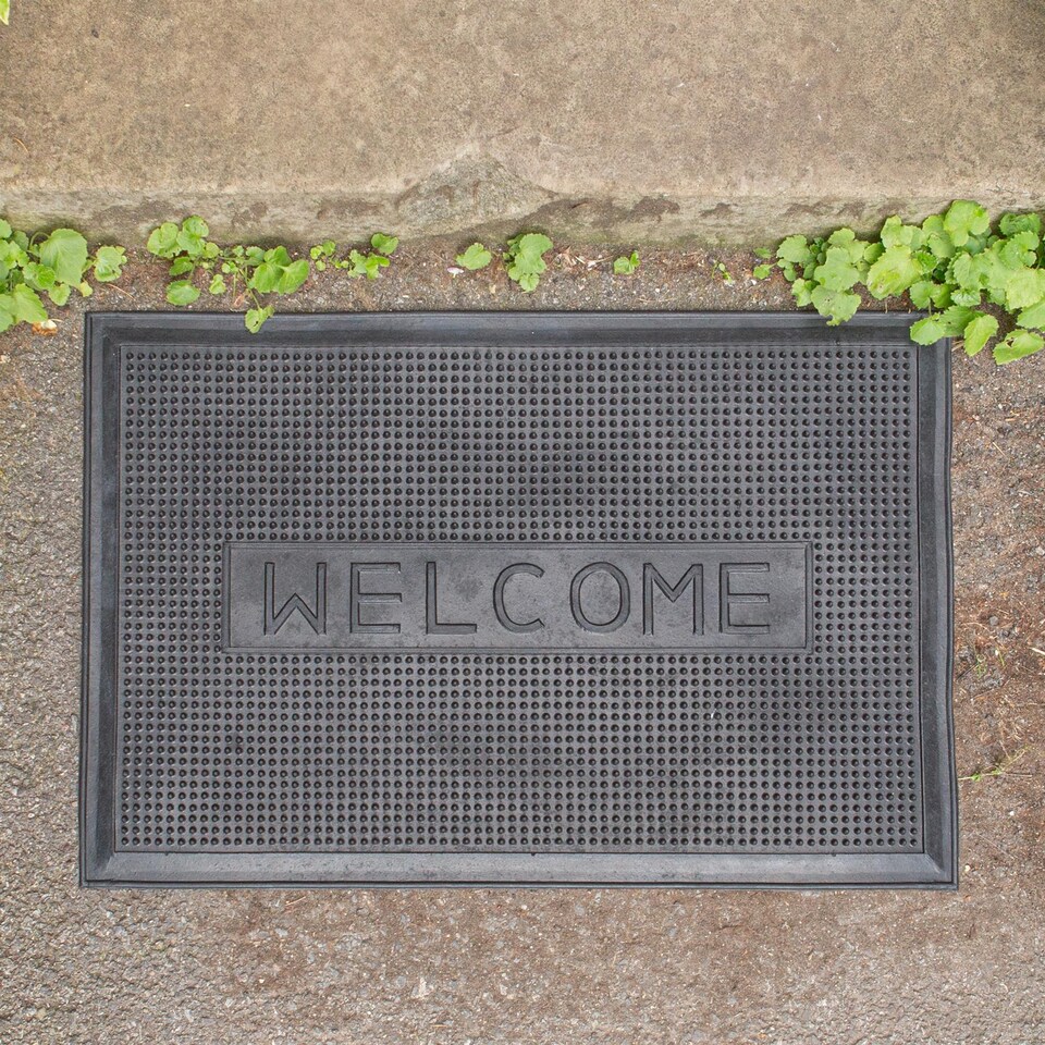 image 1 of Nicola Spring Heavy Duty Door Mat - 60 x 40cm - Welcome - Rubber Indoor Outdoor Floor Mat Dirt Trapper Rug Non Slip Doormat