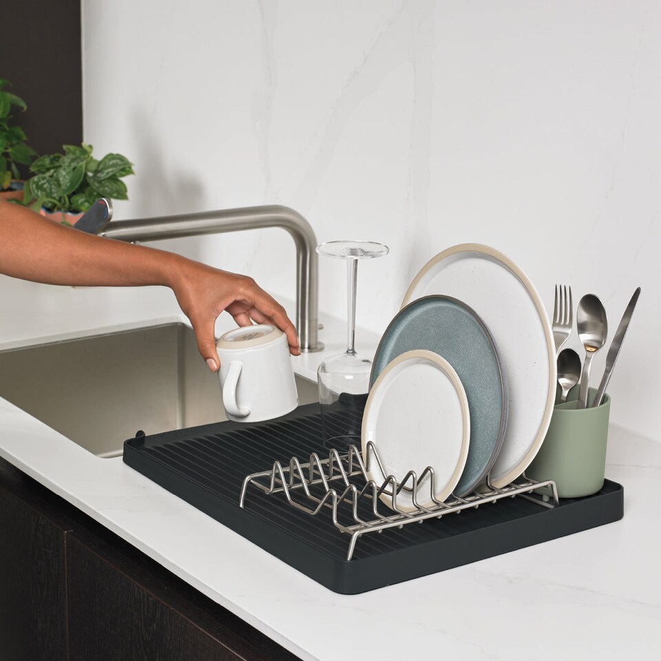 image 1 of ReBorn Recycled Large Draining Rack | Green | Charcoal Grey & Sage Green