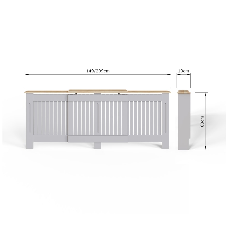 image 1 of Longslow Adjustable Radiator Cover | Grey | Grey