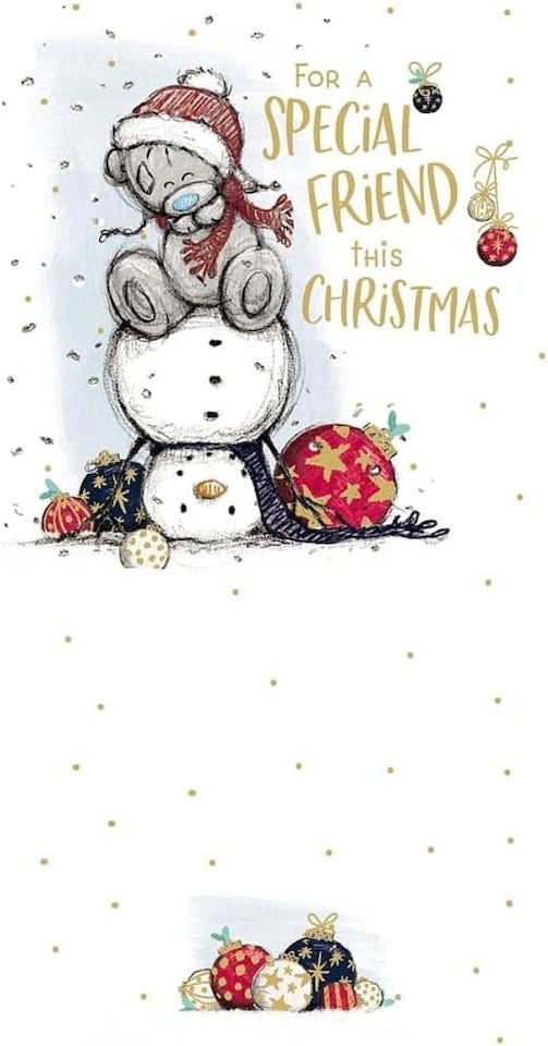 image 1 of Bear Sat on Top of Snowman Friend Sketchbook Christmas Card