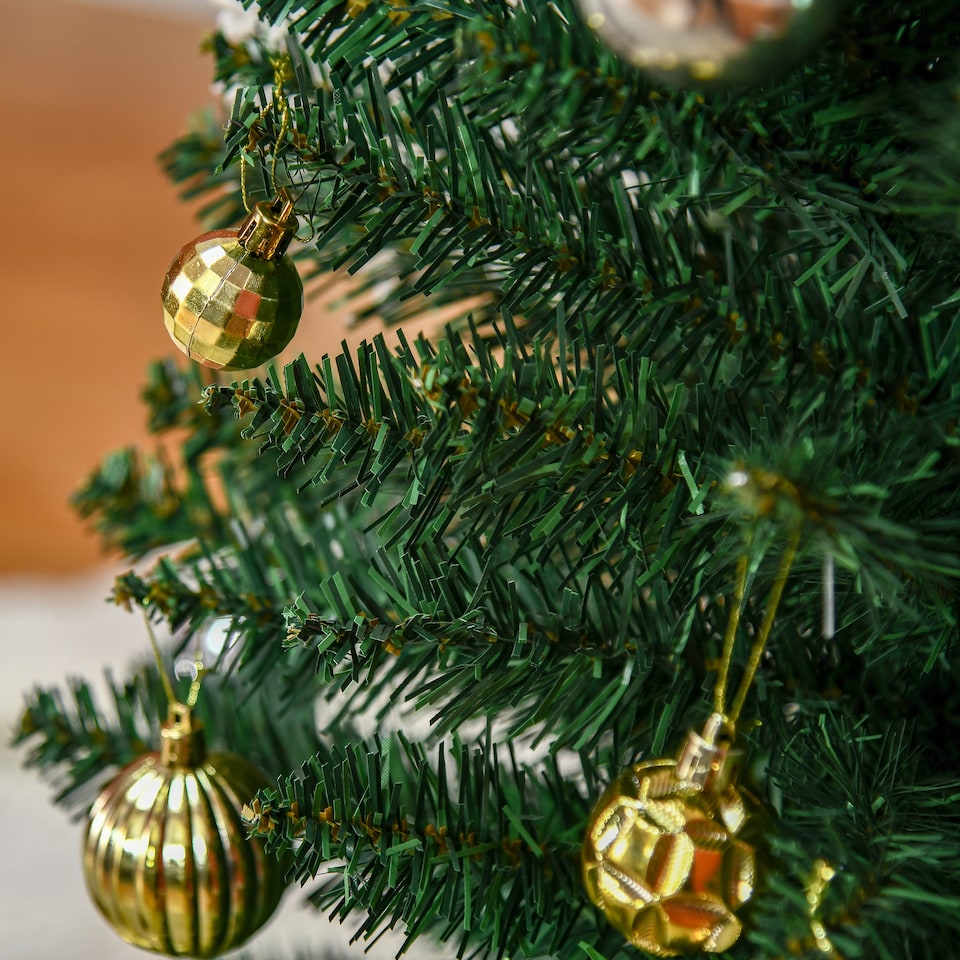 image 1 of HOMCOM 6ft Unlit Artificial Christmas Tree, Pencil Slim mas Tree with Solid Stand and Realistic Branches, Green