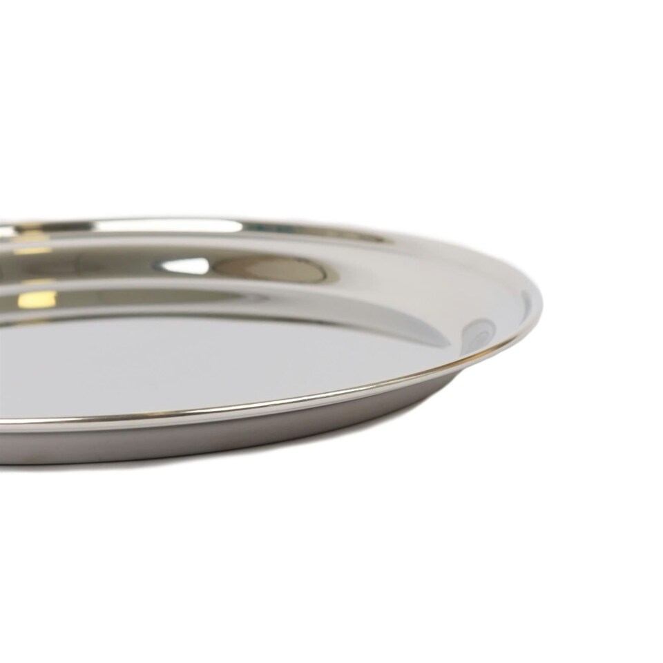 image 1 of Argon Tableware Round Stainless Steel Serving Trays - 40.5cm - Pack of 3