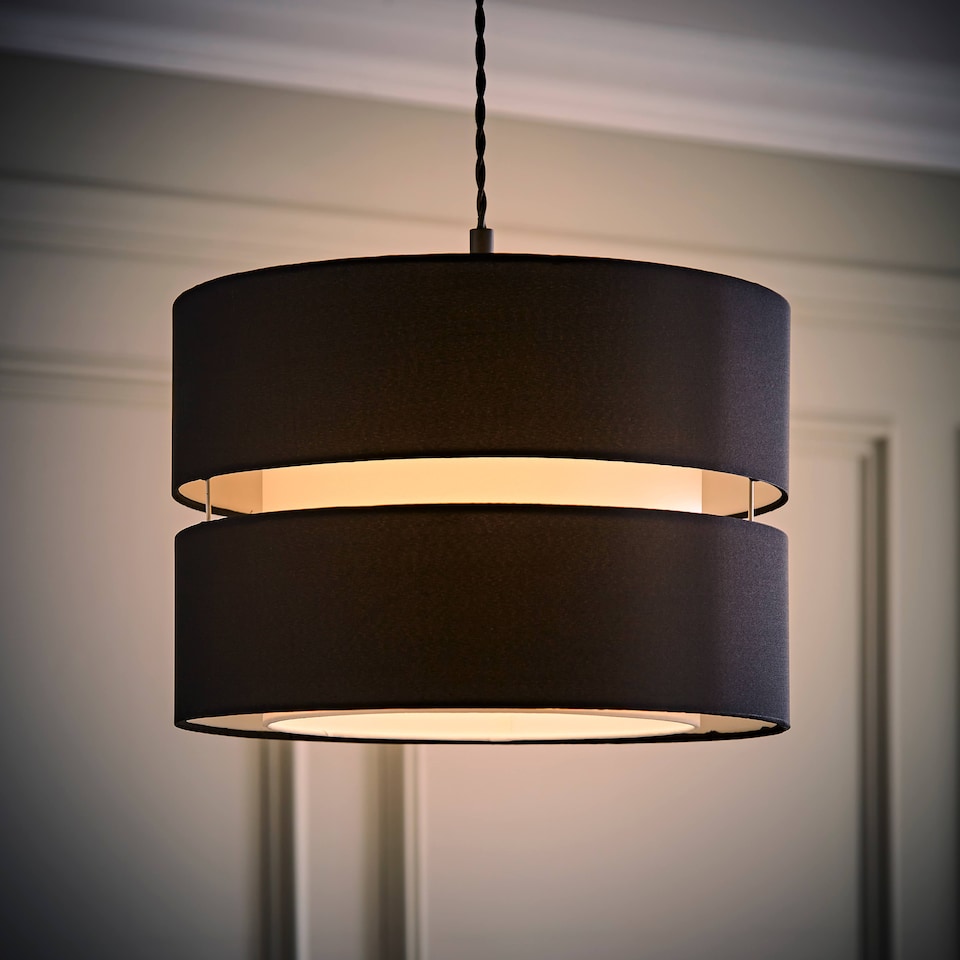 image 1 of ValueLights Sophia Large Black 2 Tier Ceiling Light Shade | Black