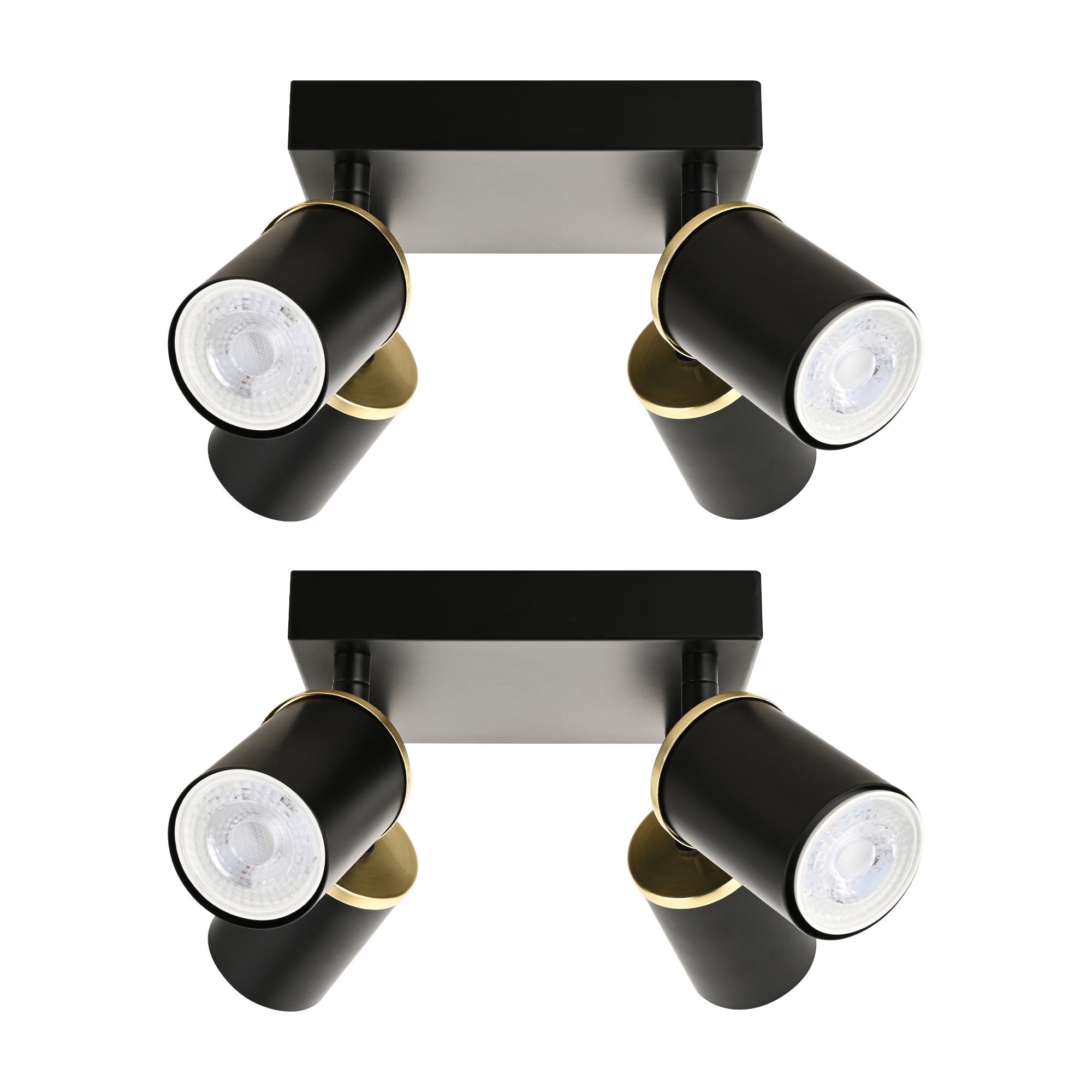 First Choice Lighting Set of 2 Larbert - Black 4 Way Adjustable Spotlight Fittings