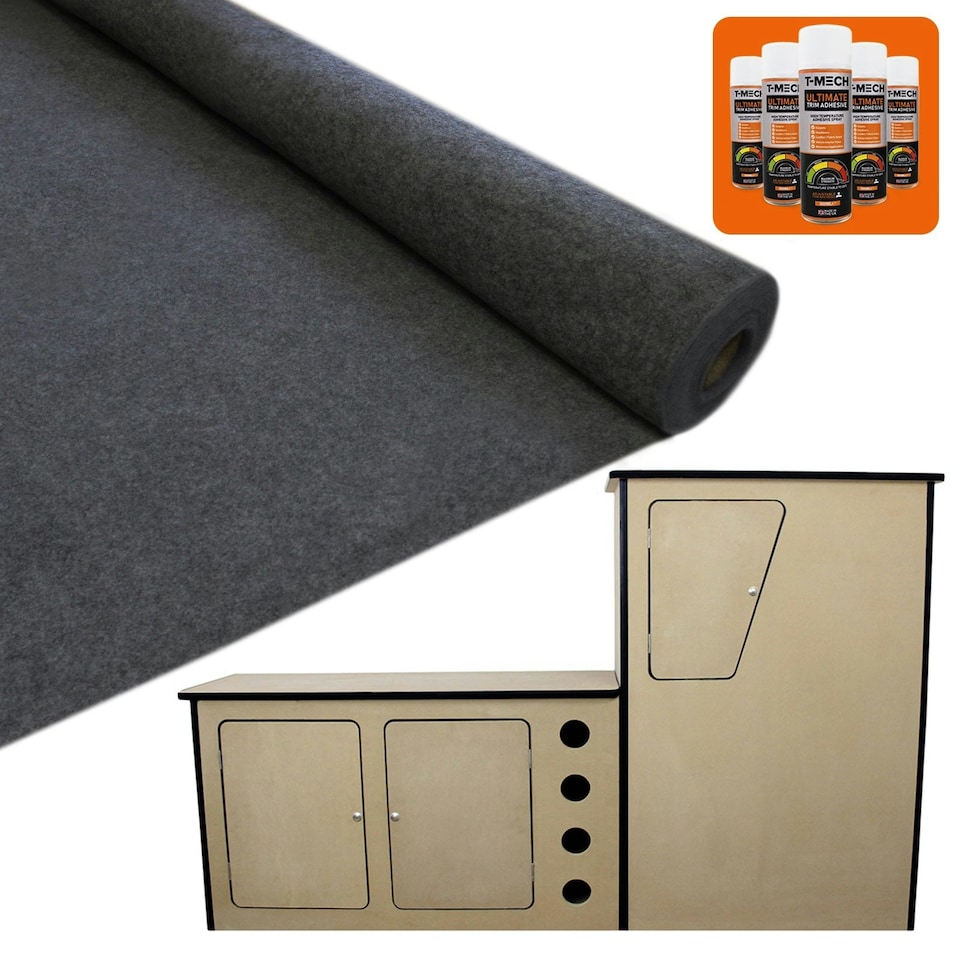 image 1 of 11sqm Anthracite Van Lining & Glue With Camper Kitchen Grey