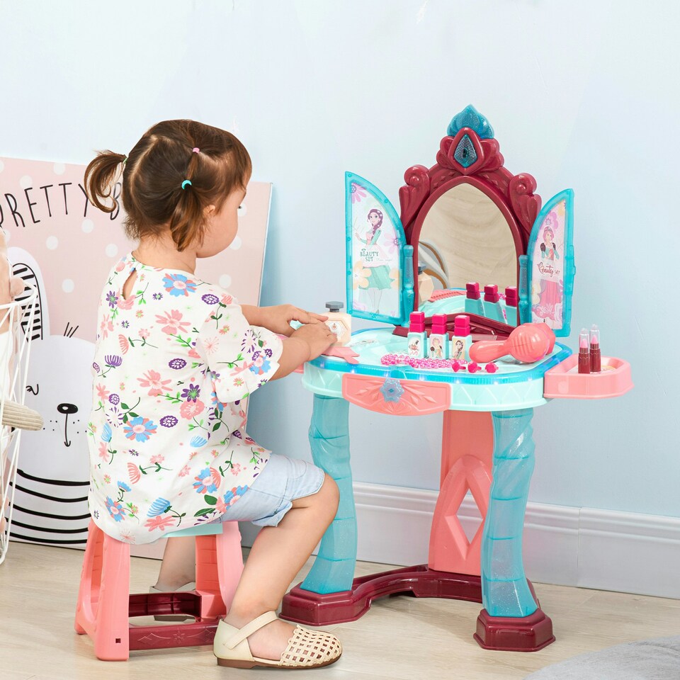 image 1 of AIYAPLAY 31 Piece Kids Dressing Playset w/ Princess Mirror, Light & Sound