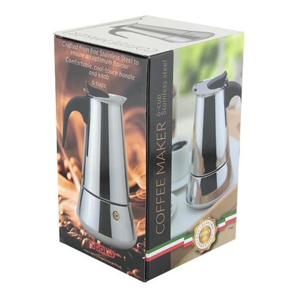 image 1 of Apollo Stainless Steel Induction 6 Cup Coffee Maker