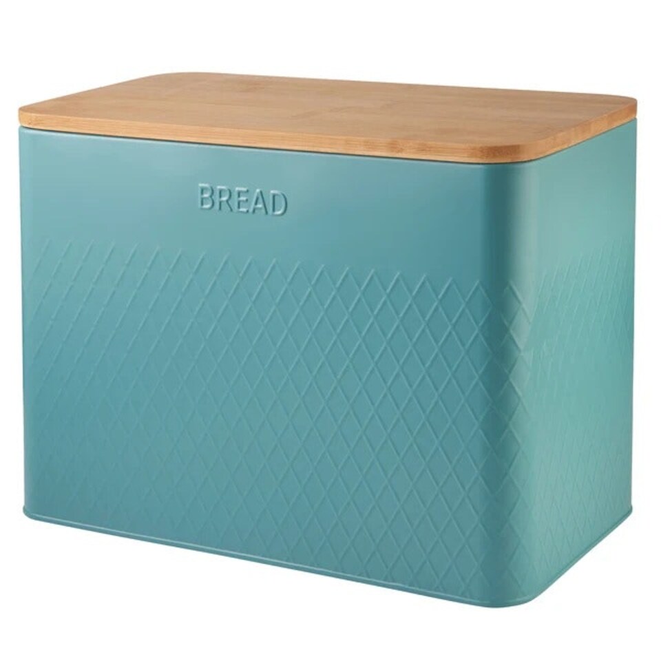 image 1 of Cooks Professional 5 Piece Square Kitchen Storage Cannister Set with Bamboo Lids | Blue | Teal