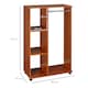 image 5 of HOMCOM Open Wardrobe on Wheels, Bedroom Wardrobe with Clothes Hanging Rail, 3 Storage Shelves, Mobile Garment Rack for Cloakroom, Hallway, Walnut