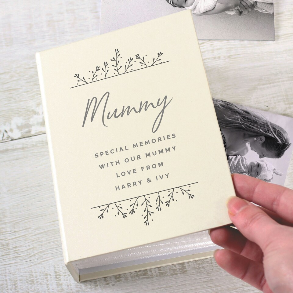 image 1 of Personalised Floral 6x4 Photo Album with Sleeves Cream