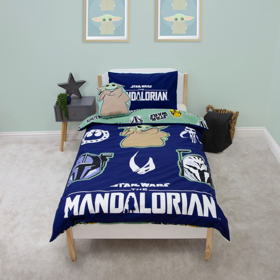 image 1 of Mandalorian Friend Glow In The Dark Single Duvet Cover