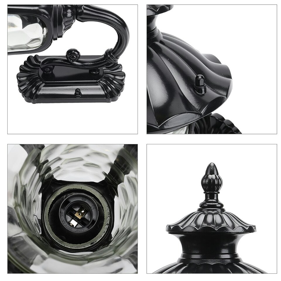 image 1 of Living and Home Vintage Outdoor Wall Lantern, Black | Black