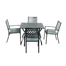 Adlington Diamond 4 Seat Dining Set with grey cushions