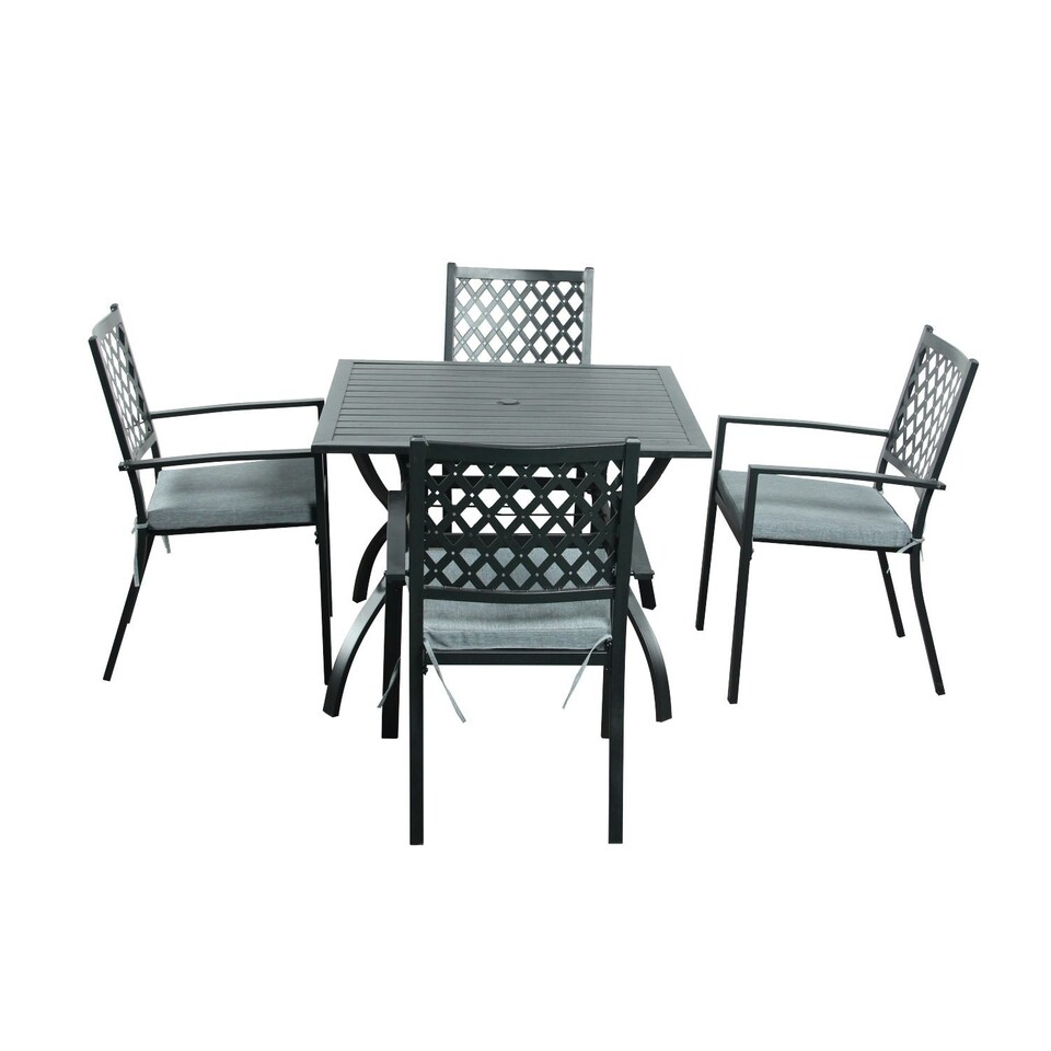 image 1 of Adlington Diamond 4 Seat Dining Set with grey cushions