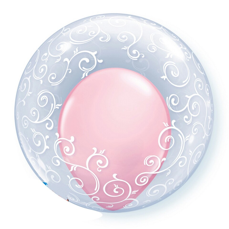 Qualatex 24 Inch Deco Fancy Filigree Single Clear Bubble Balloon - Clear/White - One Size