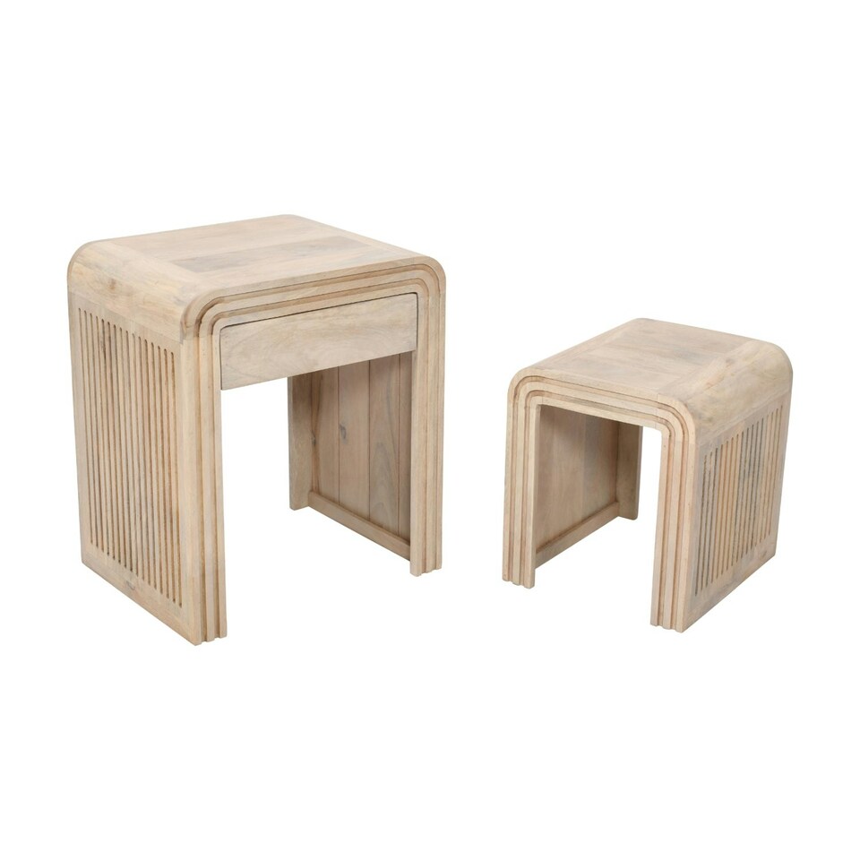 image 1 of Rayne Mango Wood Nest of 2 Tables with Drawer