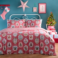 Fusion Christmas Vintage Frames Duvet Cover Set Red
