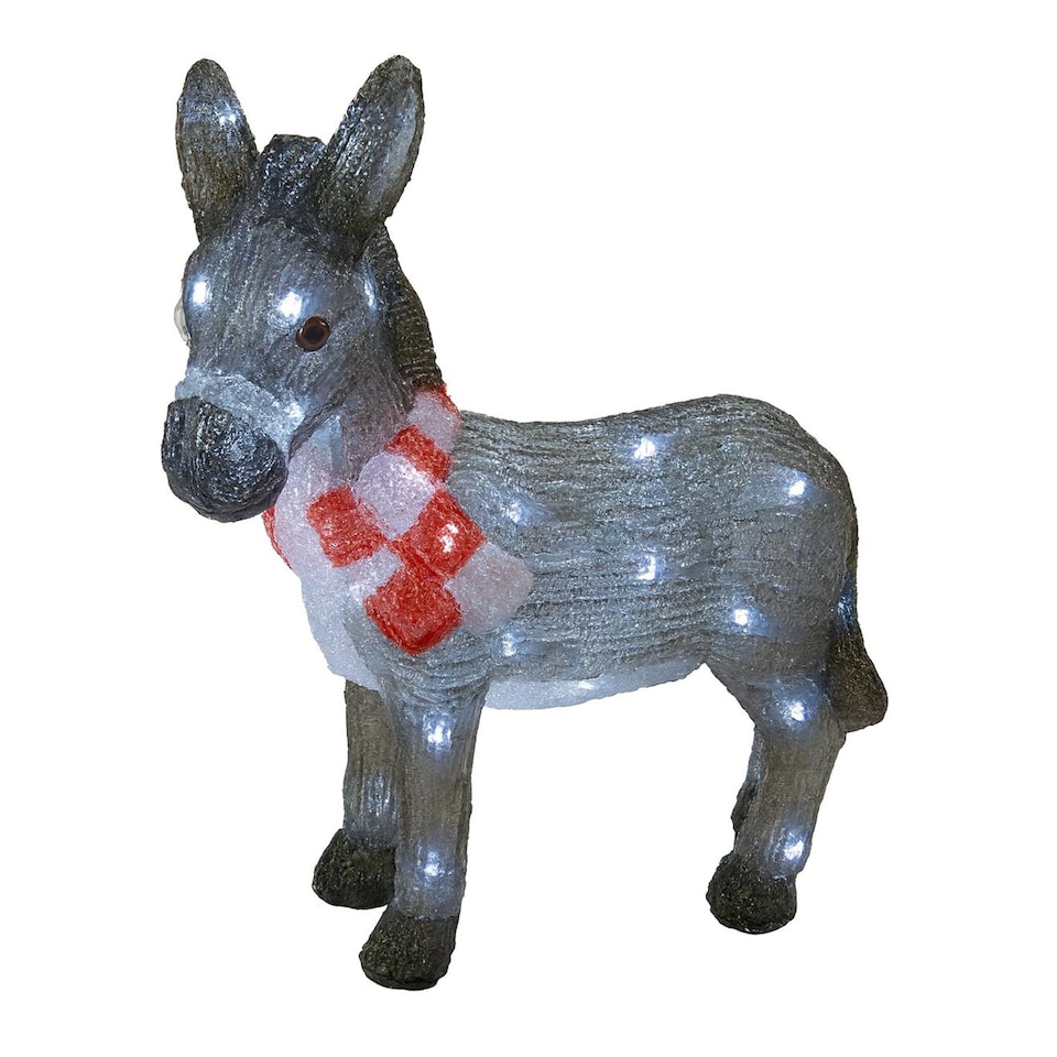 image 1 of Neo 34 cm Donkey Acrylic Christmas Light 30 Cool White LED Christmas Light Battery Powered Outdoor Indoor Festive Decoration Ornament Auto Timer
